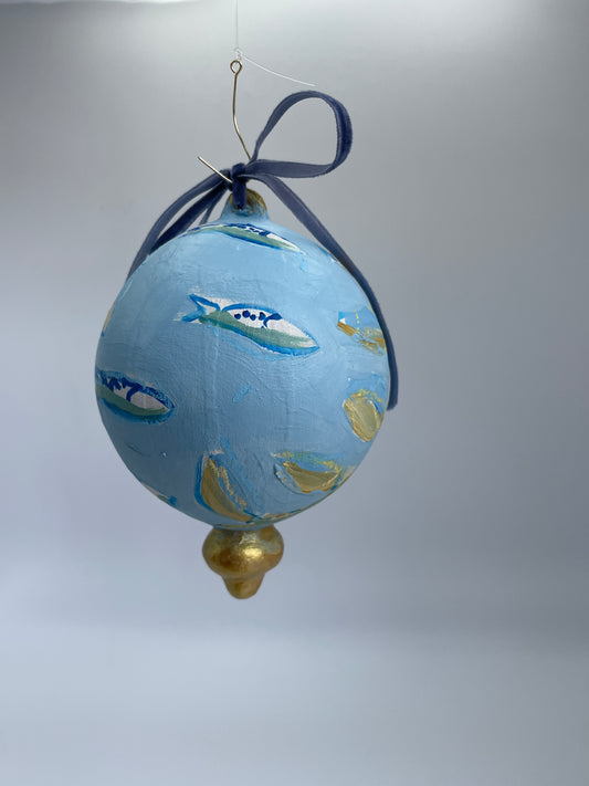 Holiday Botanicals and Beach Glass Ornament #3