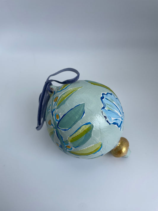 Holiday Botanicals and Beach Glass Ornament #2