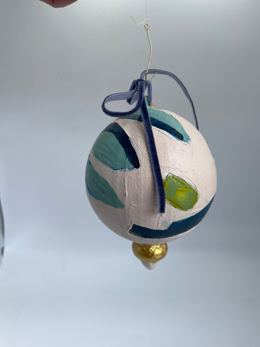 Holiday Botanicals and Beach Glass Ornament #1