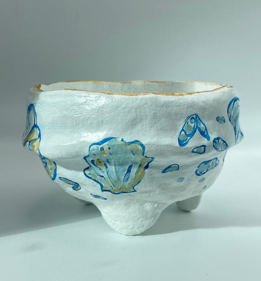 '7 Fishes Collection' Paper Mache Footed Bowl  #3