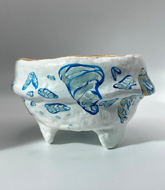 '7 Fishes Collection' Paper Mache Footed Bowl  #3